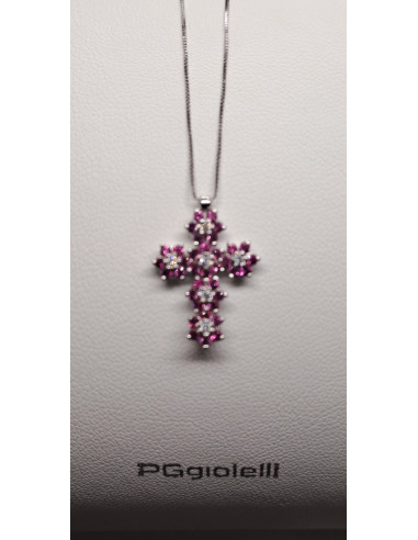 Catenina in oro bianco 750 e rubini