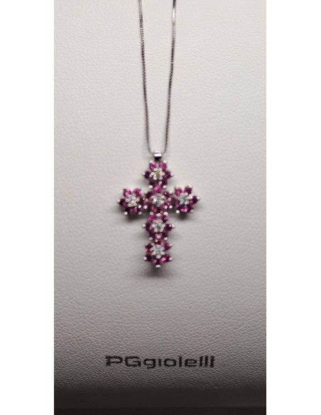 Catenina in oro bianco 750 e rubini