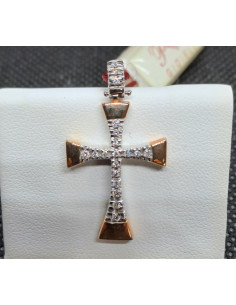 Croce uomo oro bianco e oro rosa 750 , con diamanti