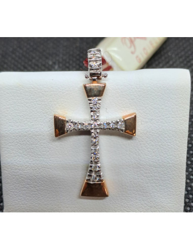 Croce uomo oro bianco e oro rosa 750 , con...