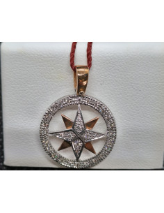 Ciondolo uomo in oro bianco e oro rosa 750 con diamanti