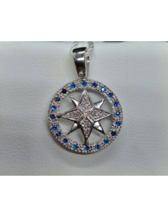 Ciondolo uomo in oro bianco 750 con diamanti e zaffiri 2