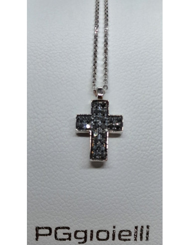 Catenina in oro bianco 750, con diamanti neri