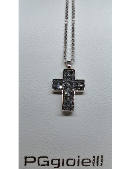 Catenina in oro bianco 750, con diamanti neri