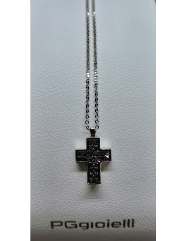 Catenina in oro bianco 750, con diamanti neri
