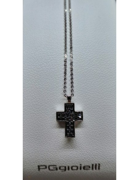 Catenina in oro bianco 750, con diamanti neri