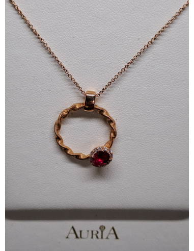 Collana donna in oro rosa 750 con rubino e...