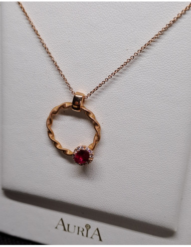 Collana donna in oro rosa 750 con rubino e...