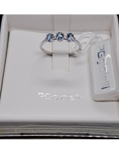 Anello trilogy con acqua marina