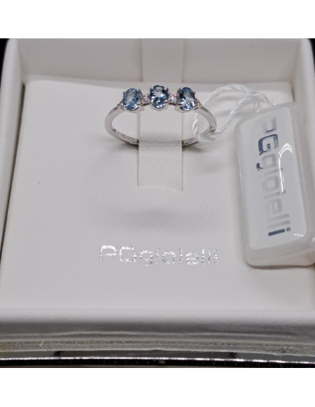 Anello trilogy con acqua marina