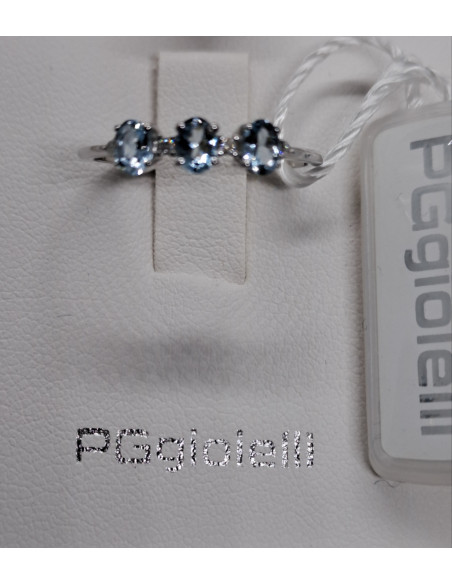 Anello trilogy con acqua marina