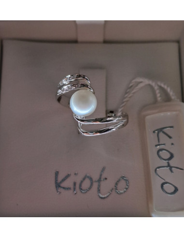 Anello donna in oro bianco 750 con perla e...