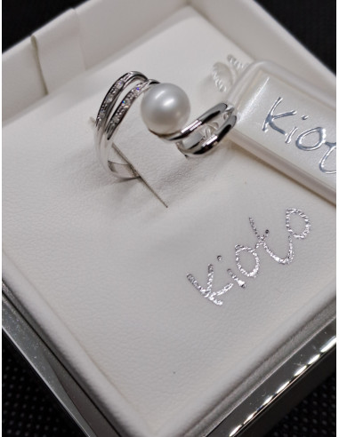 Anello donna in oro bianco 750 con perla e...