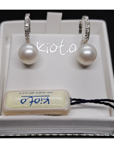 Orecchini oro bianco perla e diamanti