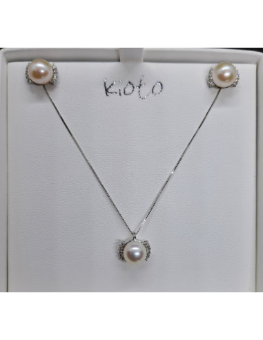 Completo donna collana in oro bianco 750 con...