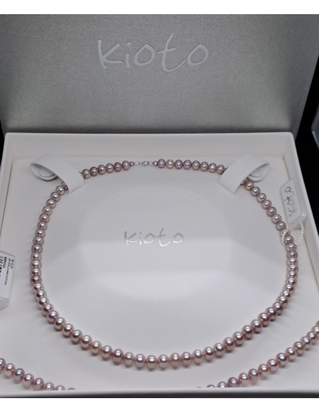 Collana e bracciale donna di perle rosa scuro .
