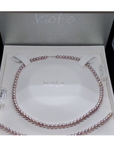 Collana e bracciale donna di perle rosa scuro .
