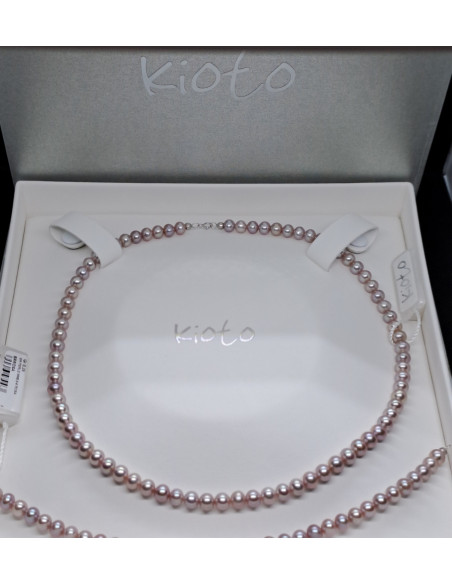 Collana e bracciale donna di perle rosa scuro .