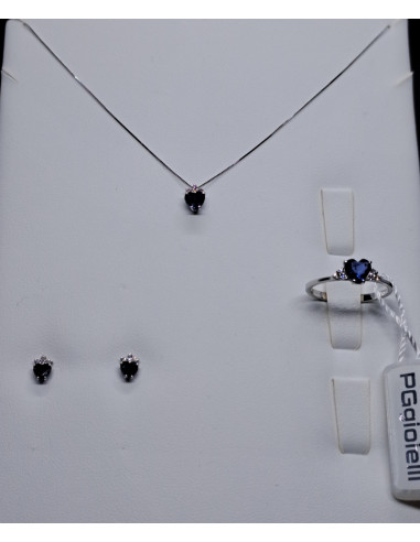 Completo donna in oro bianco, con zaffiri e...