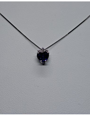 Completo donna in oro bianco, con zaffiri e...