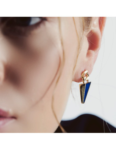Orecchini con smalto blu e azzurro