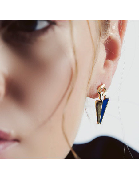 Orecchini con smalto blu e azzurro