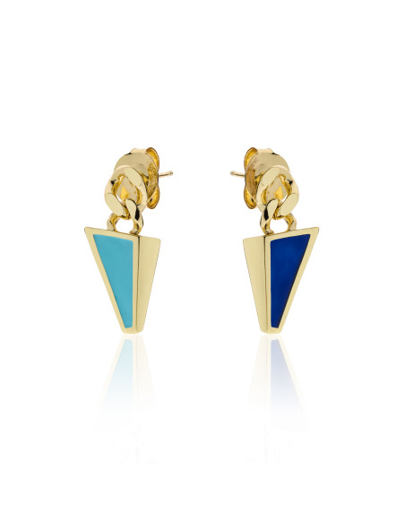 Orecchini con smalto blu e azzurro