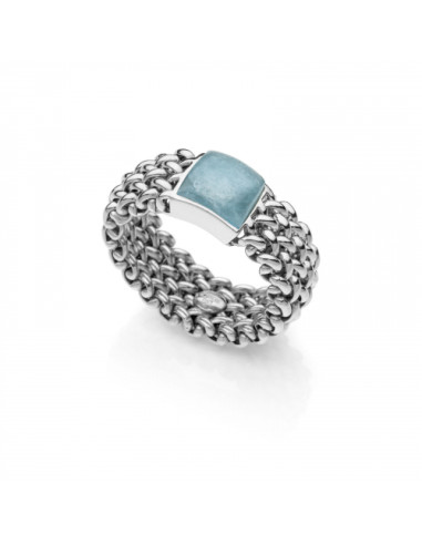 Anello in argento con cristallo Acquamarina Chicco