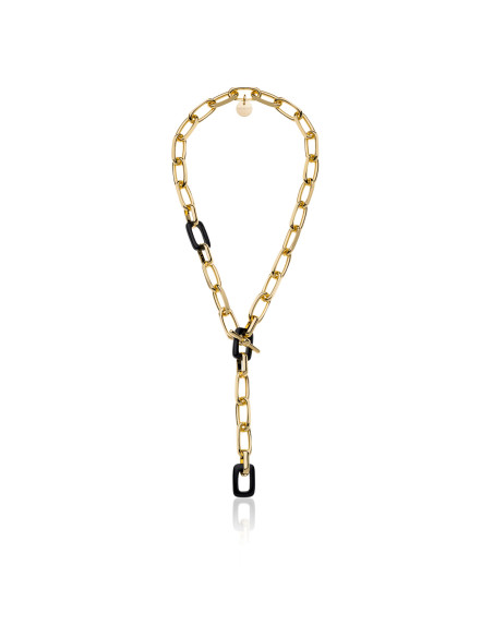 Collana di catena forzatina e onice nera naturale
