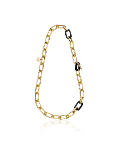 Collana di catena forzatina e onice nera naturale