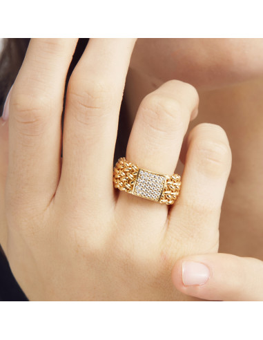 Anello in argento dorato e zirconi Chicco