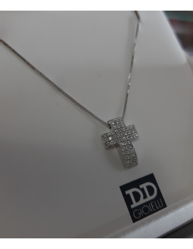 Croce in oro bianco 18kt e diamanti
