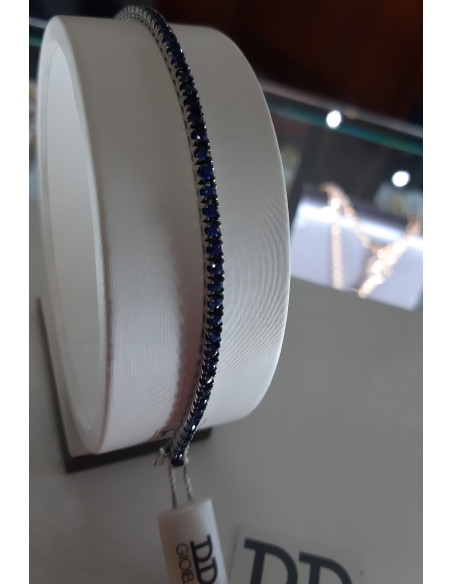 Bracciale tennis oro bianco 18kt e zaffiri